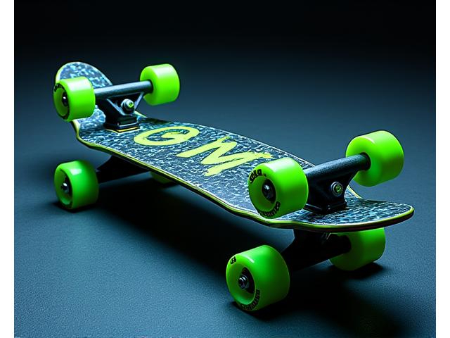 Highly customized skateboard with neon accents
